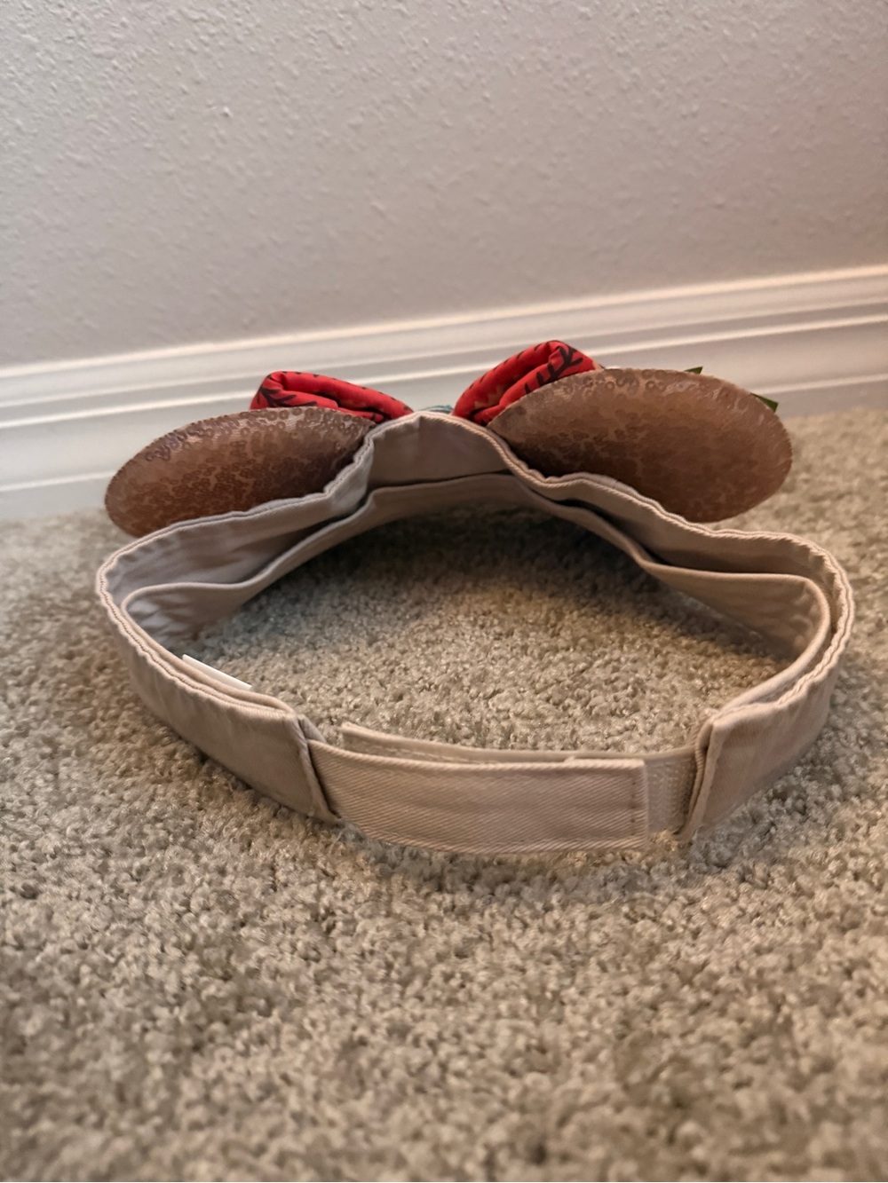 Handmade Moana Inspired Mouse Ears Visor, Hawaiian Flower - Picture 4 of 5